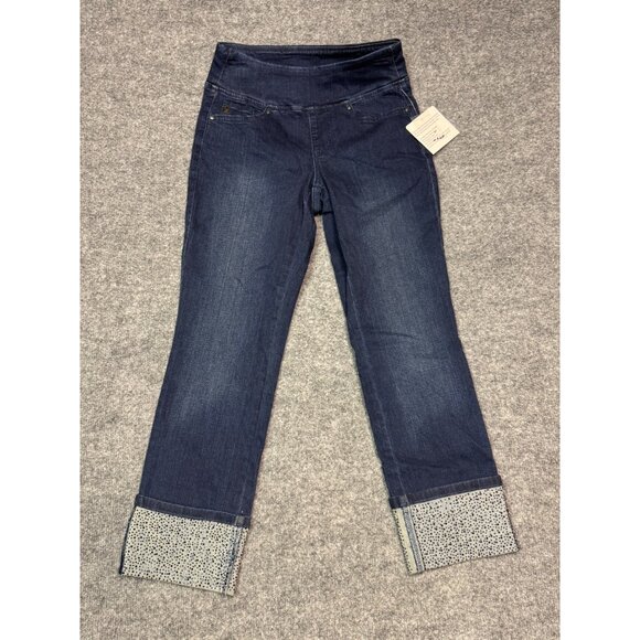 Belle By Kim Gravel  womens 2P Dark Wash Denim Pants With Embellished Cuff - Picture 7 of 13